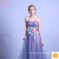 Western Style Long Purple In Stock Lace Appliqued Off-Shoulder Bridesmaid Dress